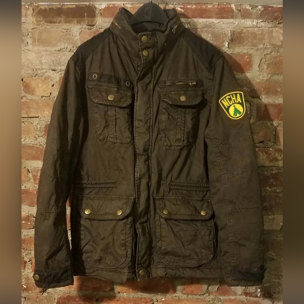 VTG GLOBE TROTTER NCHA WAX COTTON ZIP OUT HOOD BARBOUR BELSTAFF STYLE COAT Sz L
